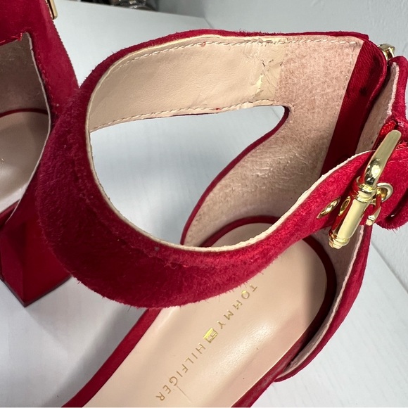 Red Heeled Sandals by Tommy Hilfiger size 8M block heeled sandals timeless heels - Picture 6 of 10
